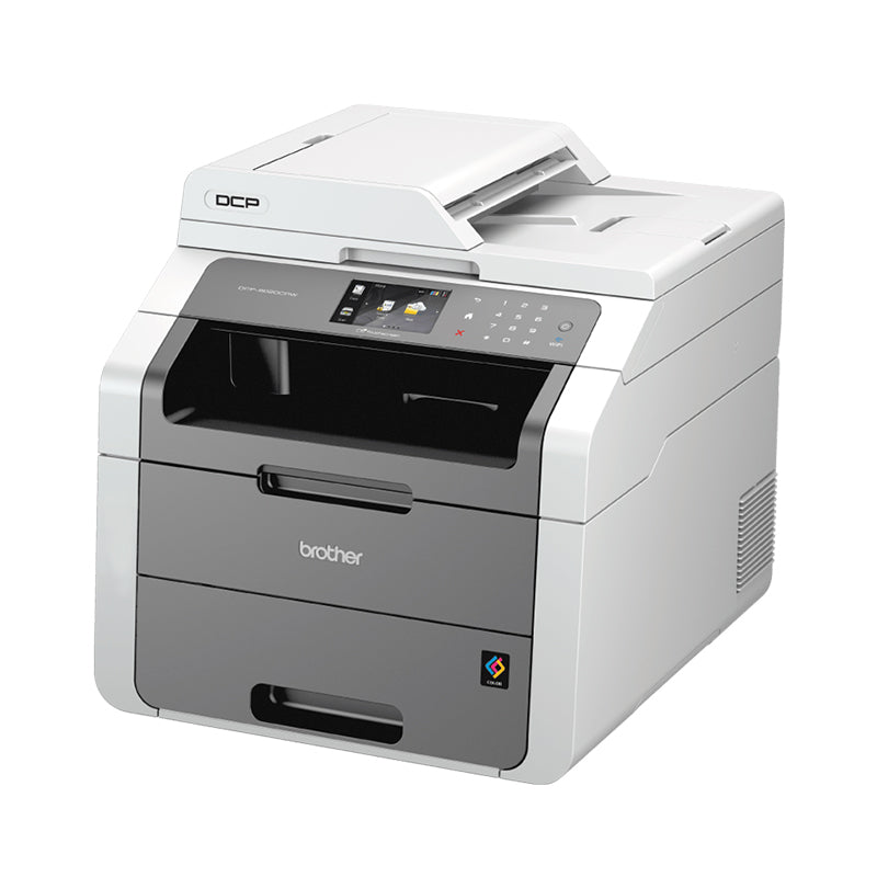 Brother DCP-9020CN imprimante laser couleur multifonction, idéale pour les petits bureaux, avec fonctions d'impression, de copie et de numérisation.