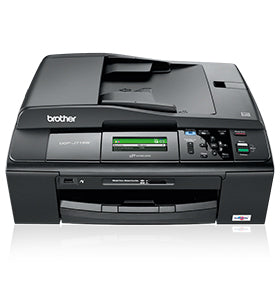 Brother DCP-J715W multifunctional inkjet printer, compact design, supports wireless printing via WLAN, ideal for home and office use.