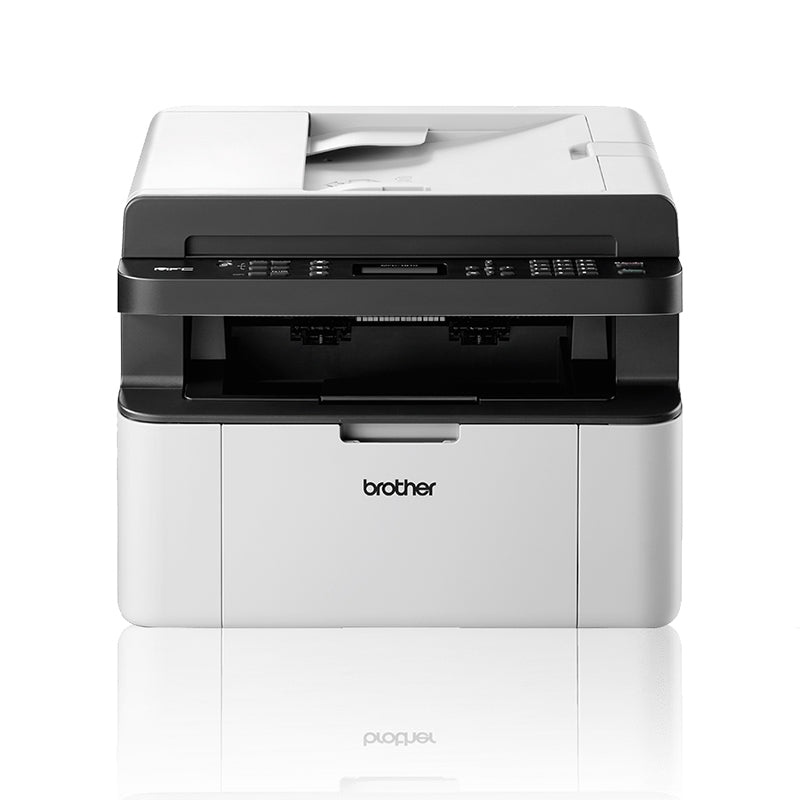 Brother MFC-1810 printer with scan, copy, fax functions; laser technology; 20 ppm; compact design with automatic document feeder.