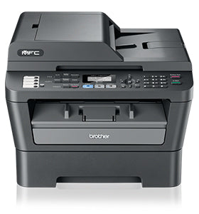 Brother MFC-7460DN monochrome laser printer with scanner, copier, and fax features, ideal for small offices.