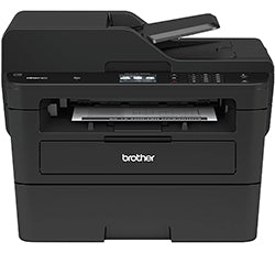 Brother MFC-L2750DW multifunction laser printer with automatic document feeder and duplex printing features.