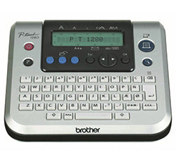 Brother PT-1280 label printer with keypad and display, ideal for home and office use