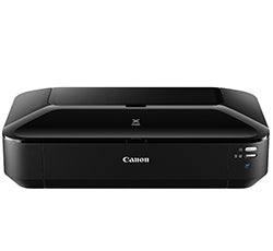 Canon PIXMA iX6850 A3+ inkjet printer, front view, showcasing sleek design and black finish, ideal for high-quality vivid printing.
