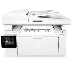 HP LaserJet Pro MFP M130fw multifunction printer with wireless printing, ideal for small offices or home use.
