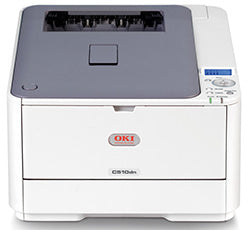 Oki C510DN color laser printer with duplex printing, 26 ppm color, 30 ppm mono, 1200x600 dpi resolution, and high reliability.