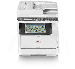 Oki MC363DNW multifunction color printer with high print speed, duplex printing, network capability, and wireless features.