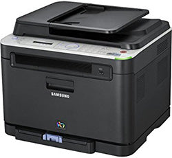 Samsung CLX-3185FW compact multifunction color laser printer for printing, copying, scanning, faxing with wireless connectivity.
