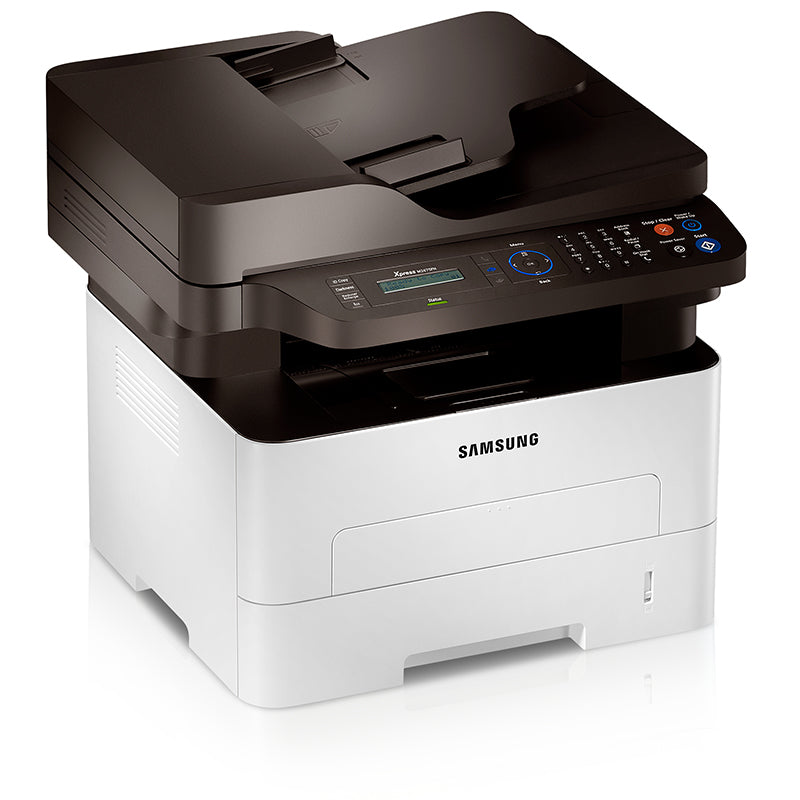 Samsung Xpress M2675 multifunction monochrome laser printer with fast printing, copying, and scanning capabilities.