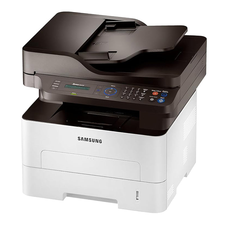 Samsung Xpress M2875 monochrome laser printer with automatic duplex printing, 28 pages per minute speed and high resolution output.