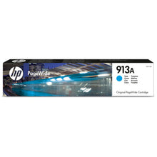 HP 913A Cartouche d'encre cyan (F6T77AE) pour une impression de haute qualité et fiable jusqu'à 3 000 pages, adaptée à une utilisation professionnelle au bureau.
