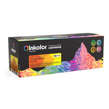 Canon 731 (6269B002) compatible yellow toner cartridge by Inkolor on white background.