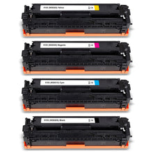 HP 415X Multipack compatible toner set with black, cyan, magenta, and yellow cartridges for high-volume printing.