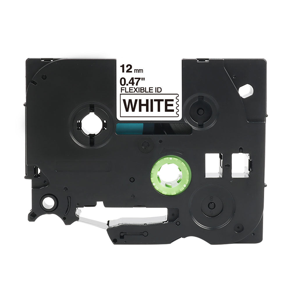Brother TZe-FX231 cartouche de ruban compatible pour P-Touch, largeur 12mm, étiquette blanche flexible, idéale pour l'étiquetage de câbles.