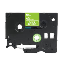 Brother TZe-MQG35 compatible label tape for P-Touch, 12mm wide, lime green, durable and easy to install.