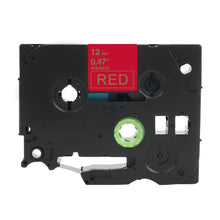 Compatible Brother TZe-RW34 label tape in red, 12mm wide, for P-Touch printers - ideal for office and industrial use.