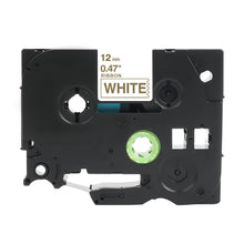 Brother TZe-R234 12mm P-Touch compatible labeling tape, cassette noire avec ruban blanc, idéal pour une utilisation à domicile ou au bureau.