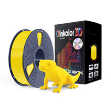 Inkolor PLA Gelb Filament 1.75mm 1Kg 3D-Druck Filament with a yellow 3D-printed lizard and packaging