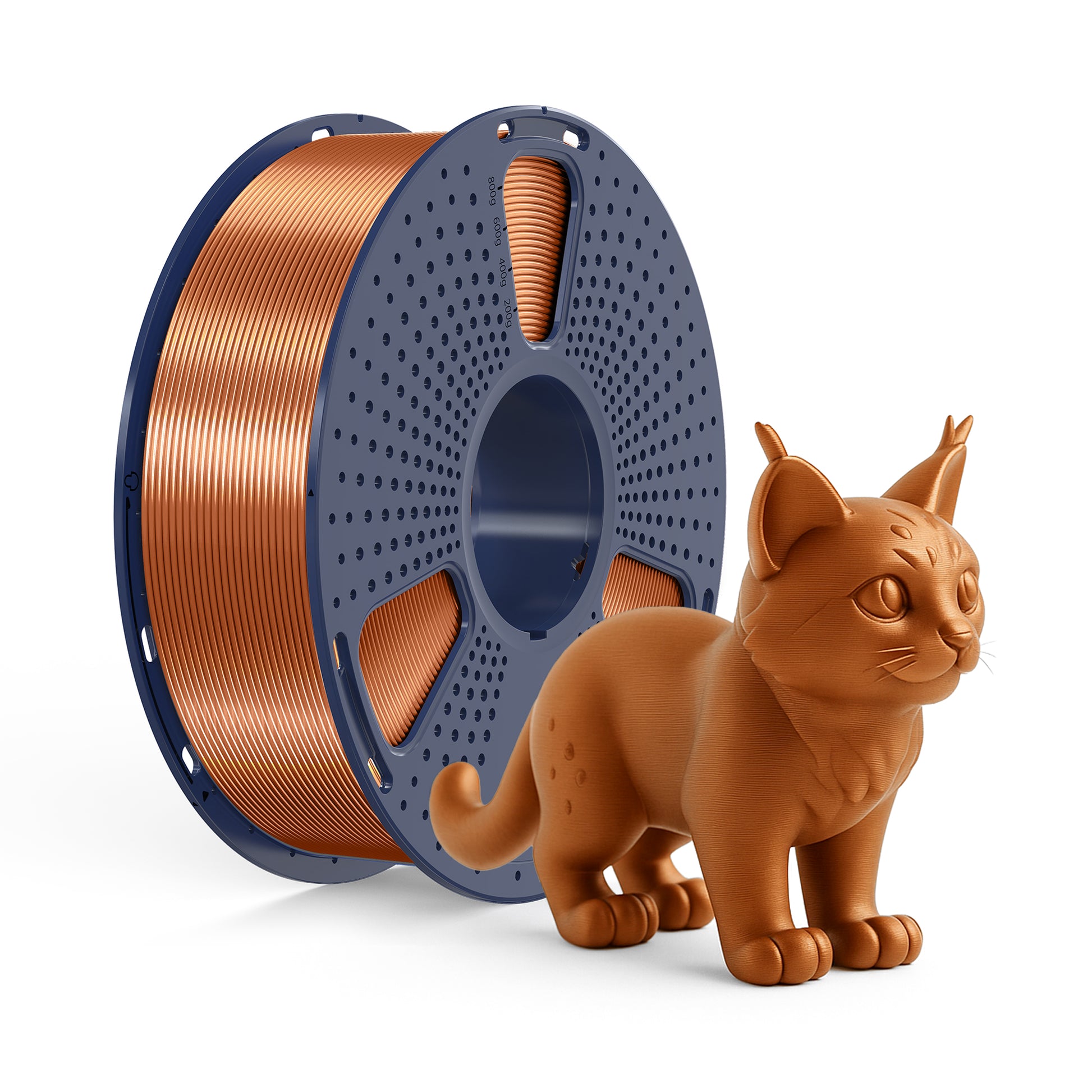 Inkolor Silk PLA+ Rot Kupfer Filament 1.75mm 1Kg 3D-Druck Filament with 3D printed cat figurine