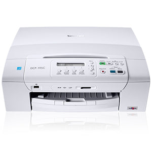 Brother DCP-195C inkjet multifunction printer, front view showing control panel and paper tray.