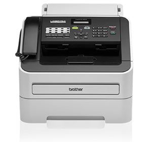 Brother Fax-2840 laser fax printer with 20 ppm speed, 2400x600 dpi resolution, 250-sheet capacity, ideal for small offices.