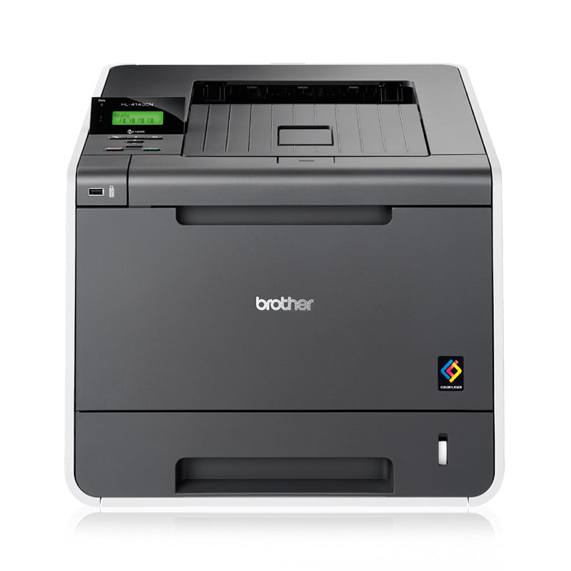 Brother HL-4140CN color laser printer with high-speed printing and network connectivity, supports 22 ppm and 2400x600 dpi resolution.