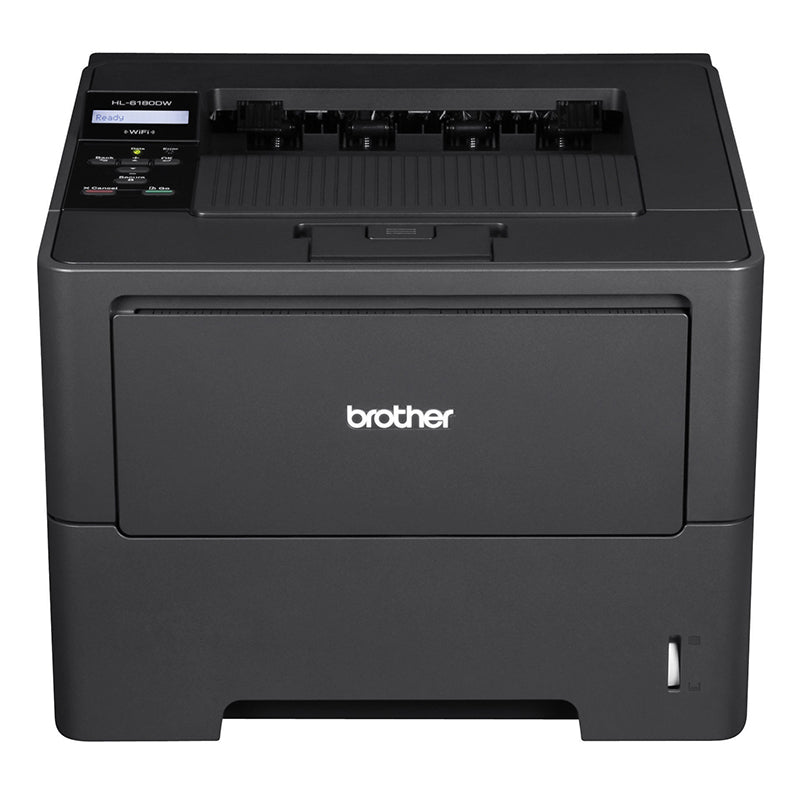 Brother HL-6180DWT monochrome laser printer with duplex printing, 40 ppm speed, and 1200x1200 dpi resolution.