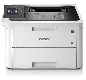 Brother HL-L3270CDW compact color laser printer with high-speed 24 ppm and duplex printing, showcasing paper tray and control panel.