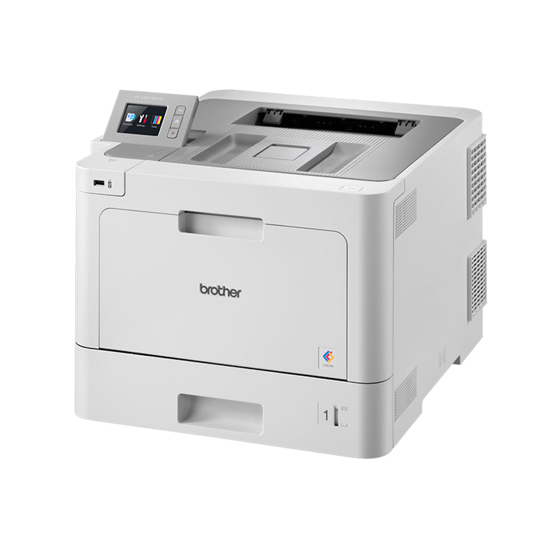 Brother HL-L9310 Farblaserdrucker mit Duplexdruck und hoher Geschwindigkeit für Büroanwendungen, zeigt Vorderansicht des Druckers
