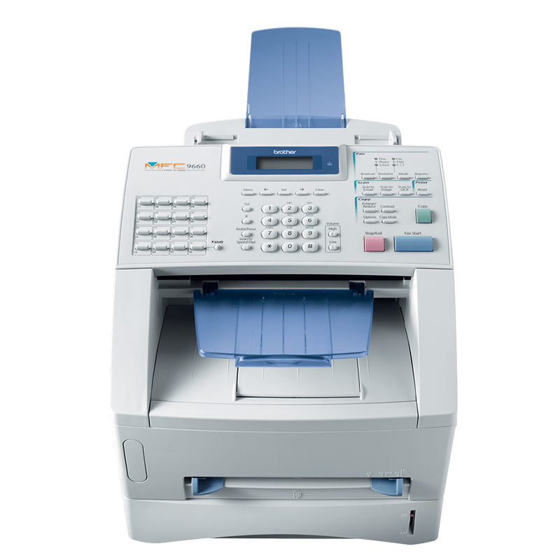 Stampante laser multifunzione Brother MFC-9650 con funzioni di stampa, copia, scansione e fax, ideale per l'ufficio.
