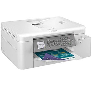 Brother MFC-J4340DW multifunction printer with paper tray, showing compact design and control panel.