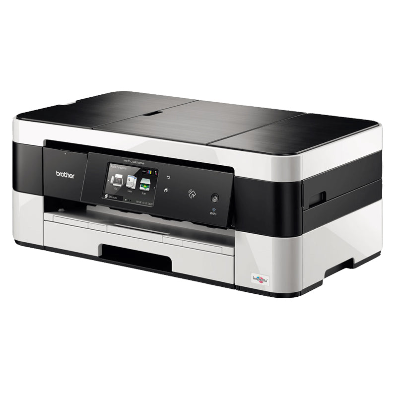 Brother MFC-J4620DW compact multifunction inkjet printer with WiFi and NFC, supports printing, scanning, copying, and faxing.