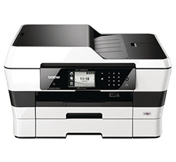 Brother MFC-J6920DW multifunction inkjet printer with print, copy, scan, and fax capabilities, featured in white and black design.