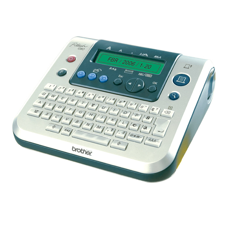 Alt Tag: Brother PT-1280DTY Label Printer with compact design and easy operation, featuring diverse fonts and thermal transfer technology.