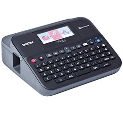 Brother PT-D600VP label printer with color display and keyboard, efficient printing up to 30mm/s, compatible with TZe tapes.