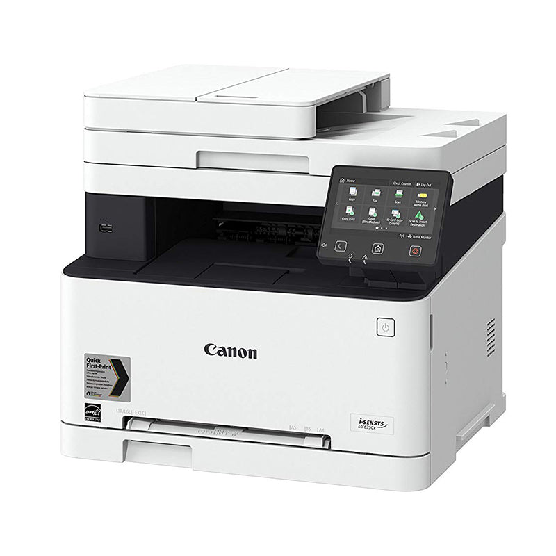 Canon i-Sensys MF-635 multifunctional color laser printer with touchscreen display.