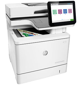 HP Color LaserJet Enterprise Flow MFP M578c multifunction printer with touchscreen, ideal for business printing, scanning, copying.