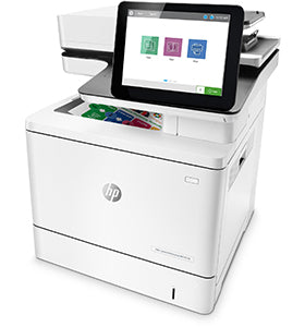 HP Color LaserJet Enterprise MFP M578dnx multifunction printer with touchscreen interface, suitable for business environments.