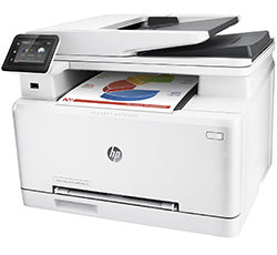 HP Color LaserJet Pro MFP M277n multifunction printer, prints, copies, scans, faxes, compact design, ideal for small offices.