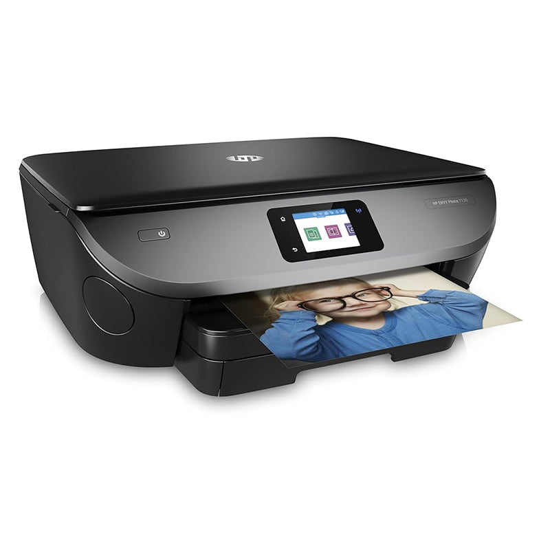 HP Envy Photo 7130 All-in-One printer with color photo output, featuring touchscreen and wireless connectivity for home use.