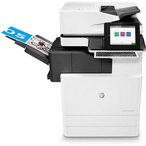 HP LaserJet Managed MFP E87640Z multifunction printer with touchscreen and paper output tray
