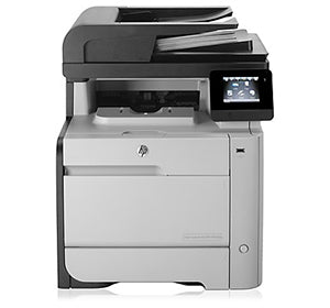 HP LaserJet Pro 400 color MFP M476 multifunction color laser printer with touchscreen display and automatic duplex printing.