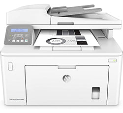 HP LaserJet Pro M148dw printer, compact monochrome laser printer ideal for small offices, featuring wireless and duplex printing.