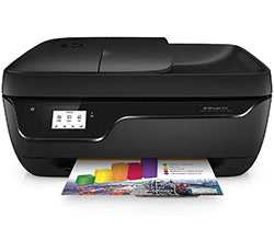 HP OfficeJet 3833 All-in-One Inkjet Printer with printed color page, featuring wireless and mobile printing capabilities.