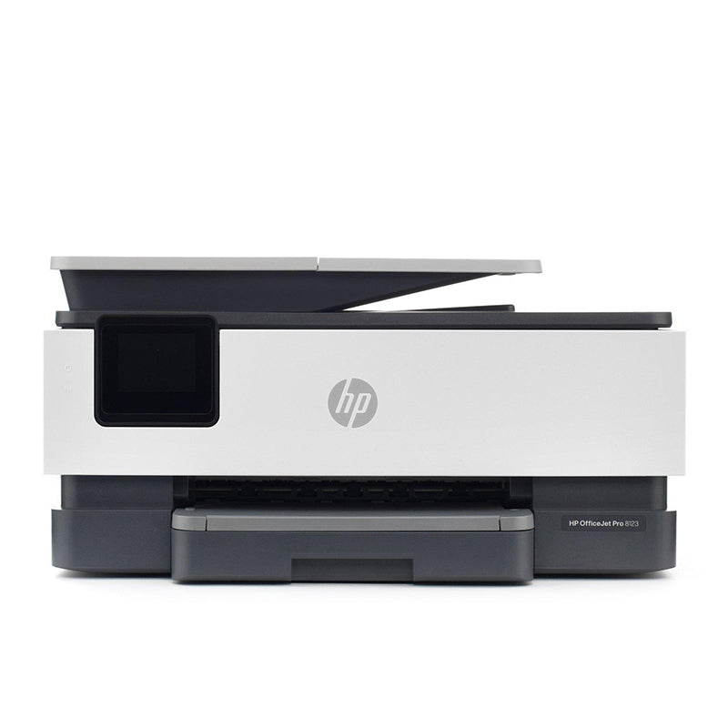 HP OfficeJet Pro 8123 printer for small offices with wireless, duplex, scanning, copying, and faxing features. High speed and efficiency.