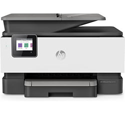 HP OfficeJet Pro 9014 All-in-One Inkjet Printer for small offices, featuring print, copy, scan, and fax functions, compact design