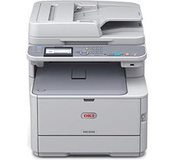 Oki MC332 multifunction printer with printing, copying, and scanning capabilities, using LED technology for small to medium workgroups.
