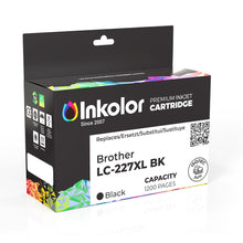 Scatola di cartucce d'inchiostro nero compatibili Brother LC-227XLBK con capacità di 1200 pagine per stampe di alta qualità.