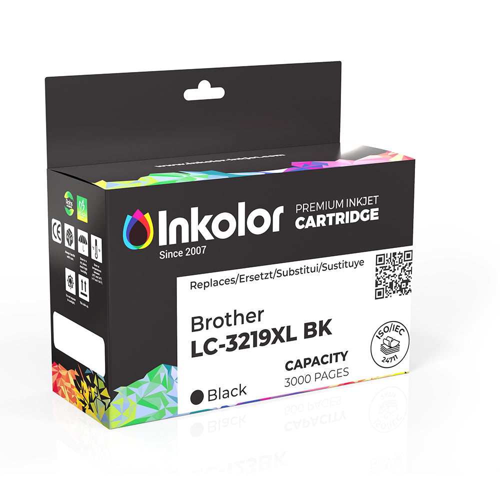 Confezione della cartuccia d'inchiostro nero compatibile Brother LC-3219XLBK per stampe di alta qualità, ideale per l'ufficio e la casa.