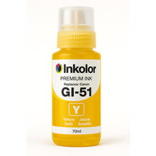 Yellow Canon GI-51Y compatible ink cartridge, high capacity, ideal for vivid printing in Canon printers.