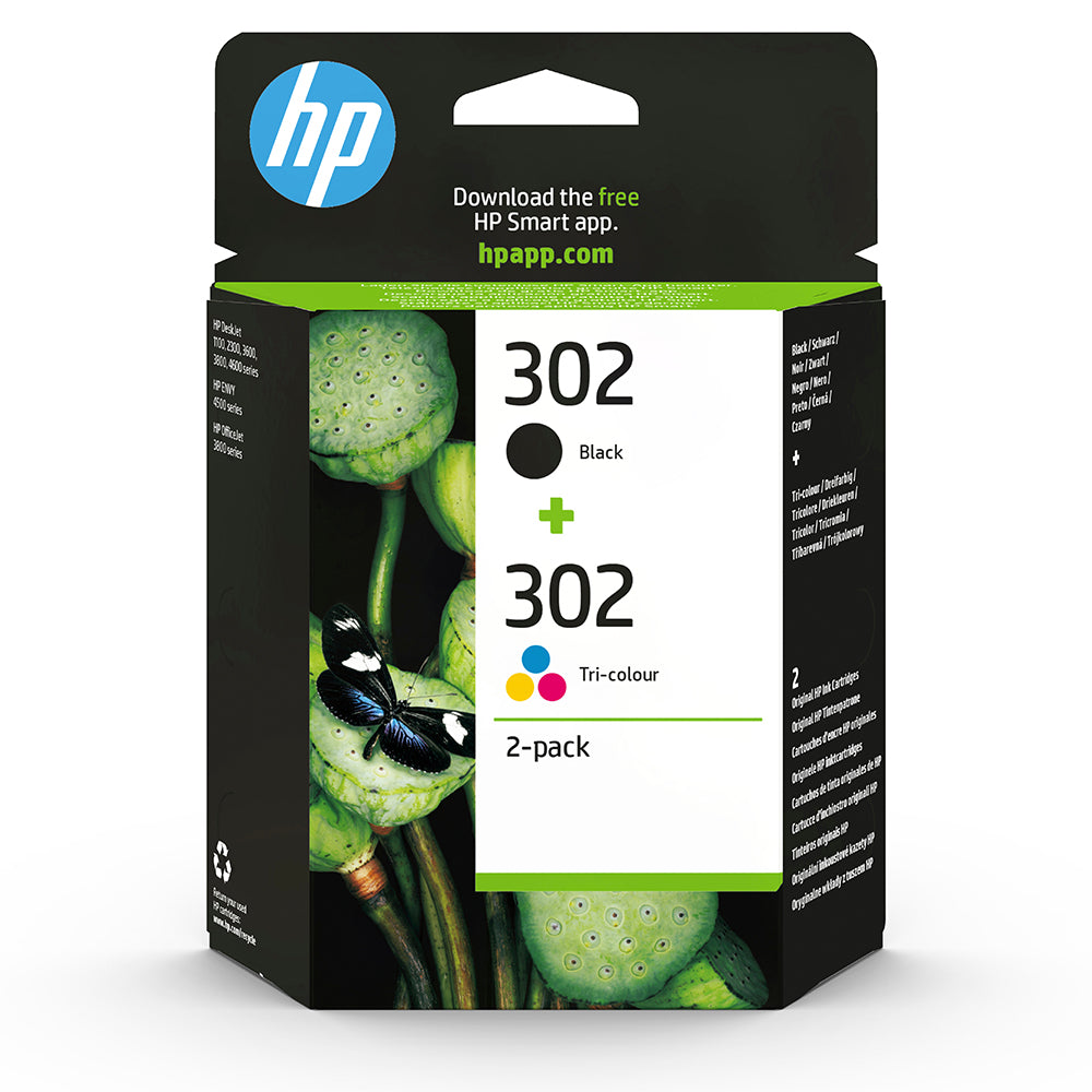 HP 302 (X4D37AE) Cartucce d'inchiostro multipack, nero e tricolore per stampe di alta qualità, ideali per la casa e l'ufficio.